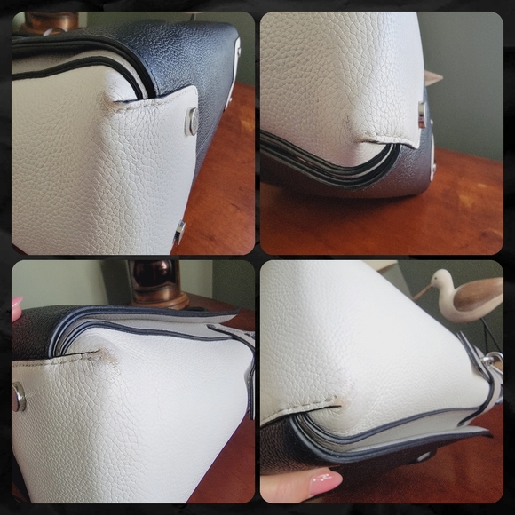 Michael Kors Mercer Large Colorblock Belted Satchel in Black White & Gray - Picture 15 of 15